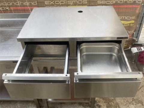 Συρτάρι Ανοξείδωτο Διπλό 80x59x24Cm Για 1/2Gn Βάθος 10Cm Mεταχειρισμένο